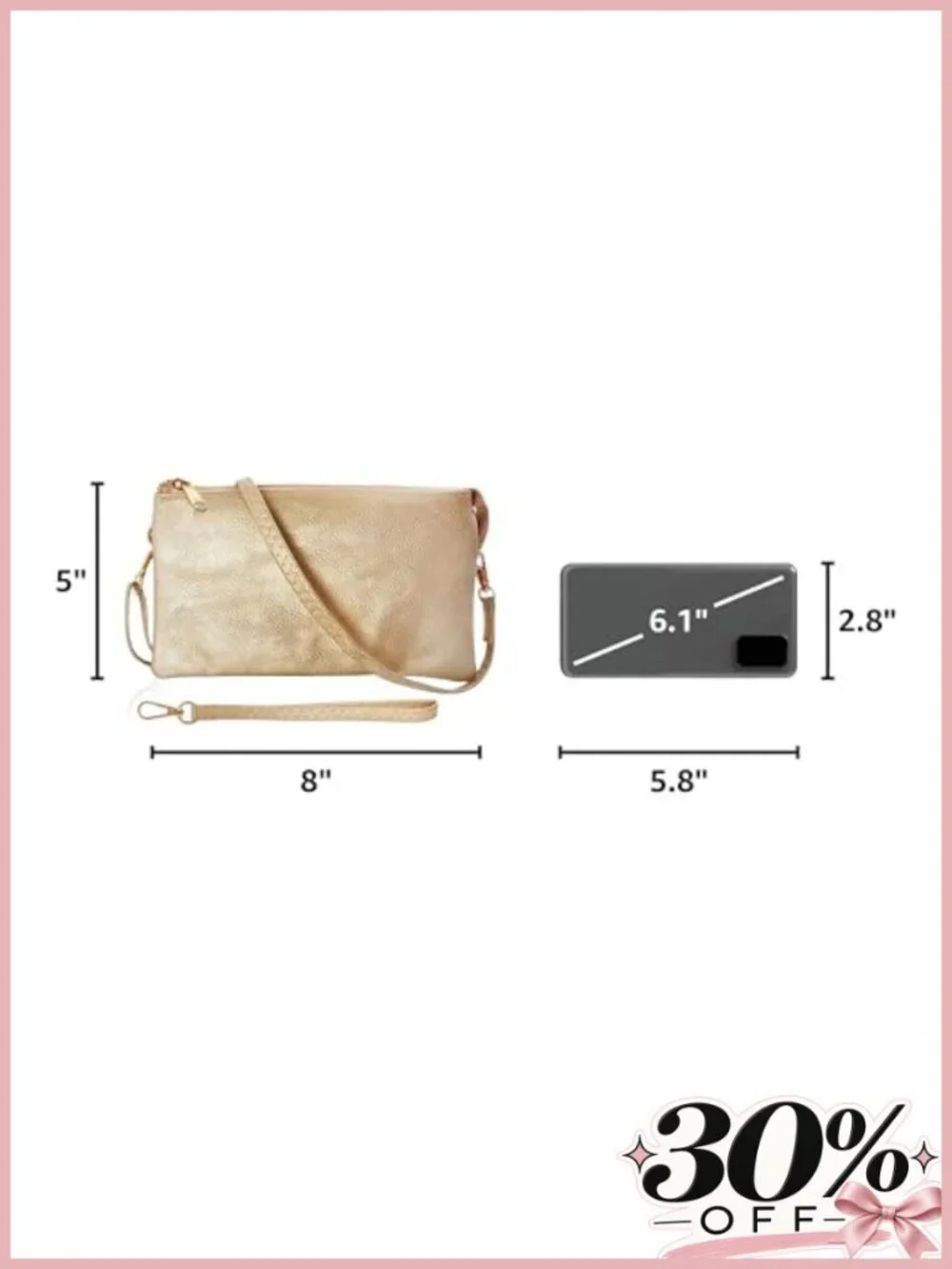 Vegan Leather Convertible Wristlet Crossbody Bag Small Clutch Wallet Purse